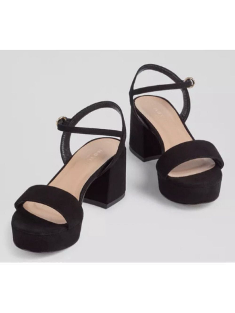 NWT Women's L.K.Bennett Amia Black Suede Low Platform Sandals 39/9